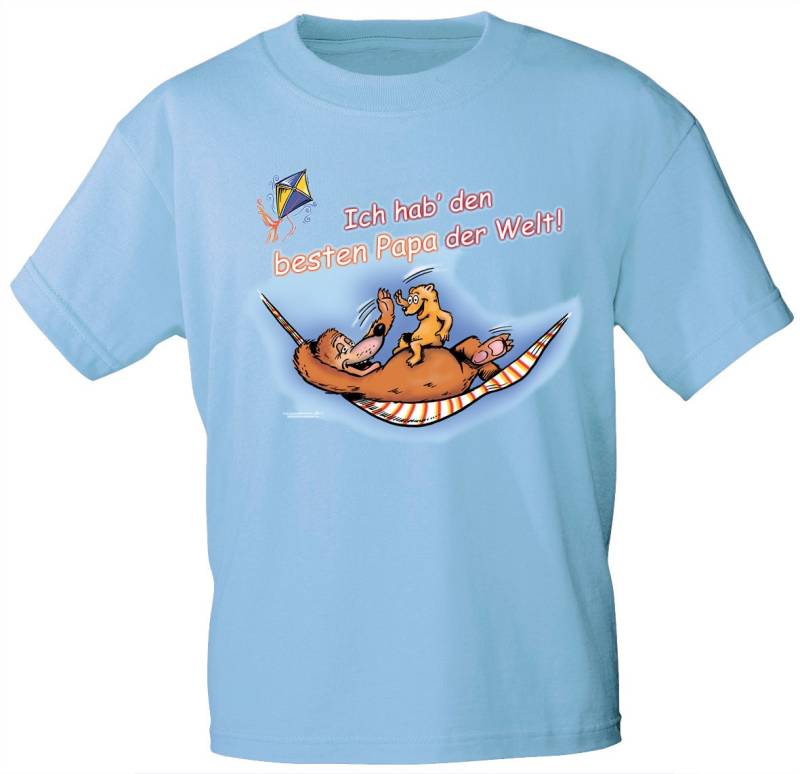 Kinder T-Shirt Mit Print - Ich Hab Den Besten Papa Der Welt 08225 Hellblau Gr. 86-164 von Kreativhaeuschen