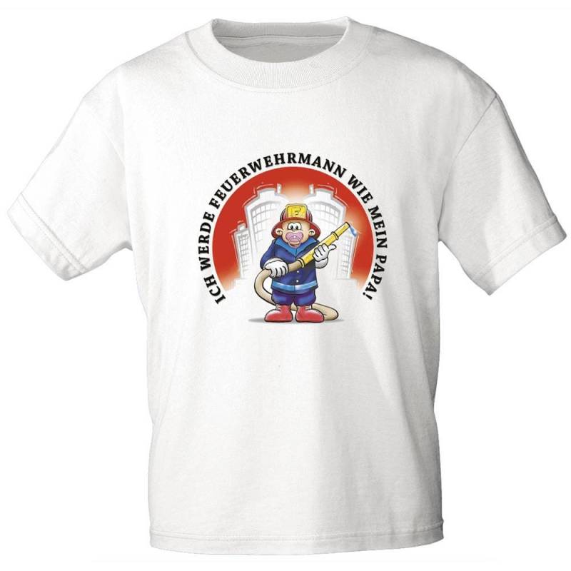 Kinder-T-Shirt Mit Print - Ich Werde Feuerwehrmann Gr. 86-164 08117 Weiß von Kreativhaeuschen