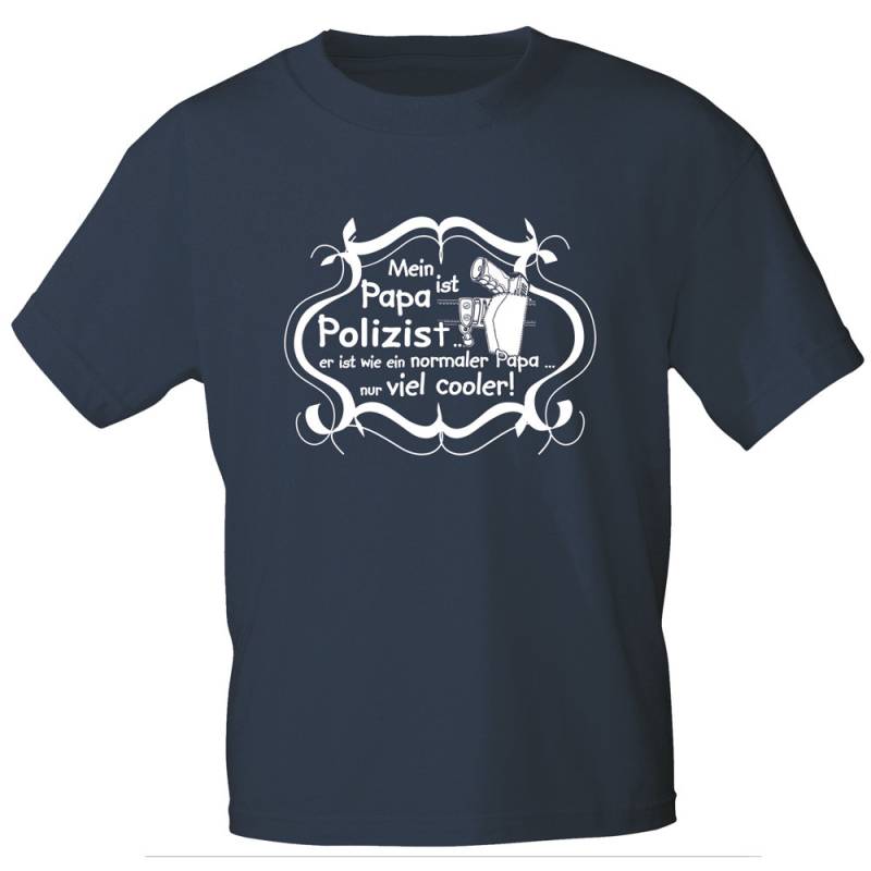 Kinder T-Shirt Mit Print - Mein Papa Ist Polizist.... 12279 Navyblau Gr. 110-164 von Kreativhaeuschen
