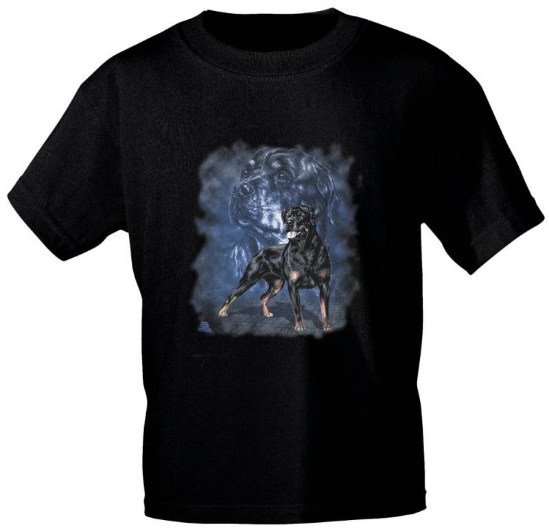 Kinder T-Shirt Mit Print - Rottweiler 08227 Schwarz Gr. 110-164 von Kreativhaeuschen