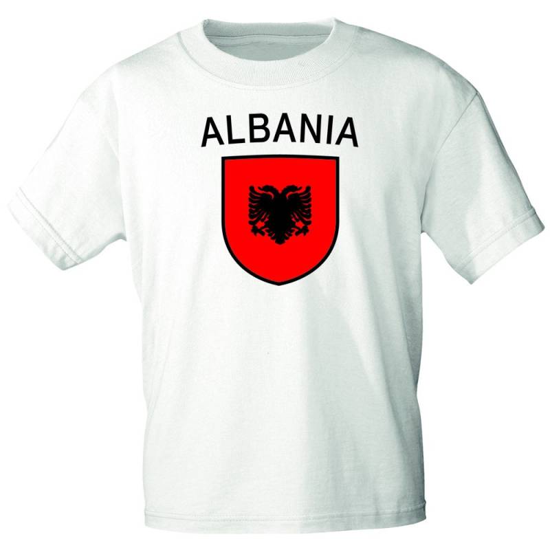Kinder-T-Shirt Mit Print - Wappen Fahne Flagge Albania Albanien 76008 Weiß Gr. 86-164 von Kreativhaeuschen
