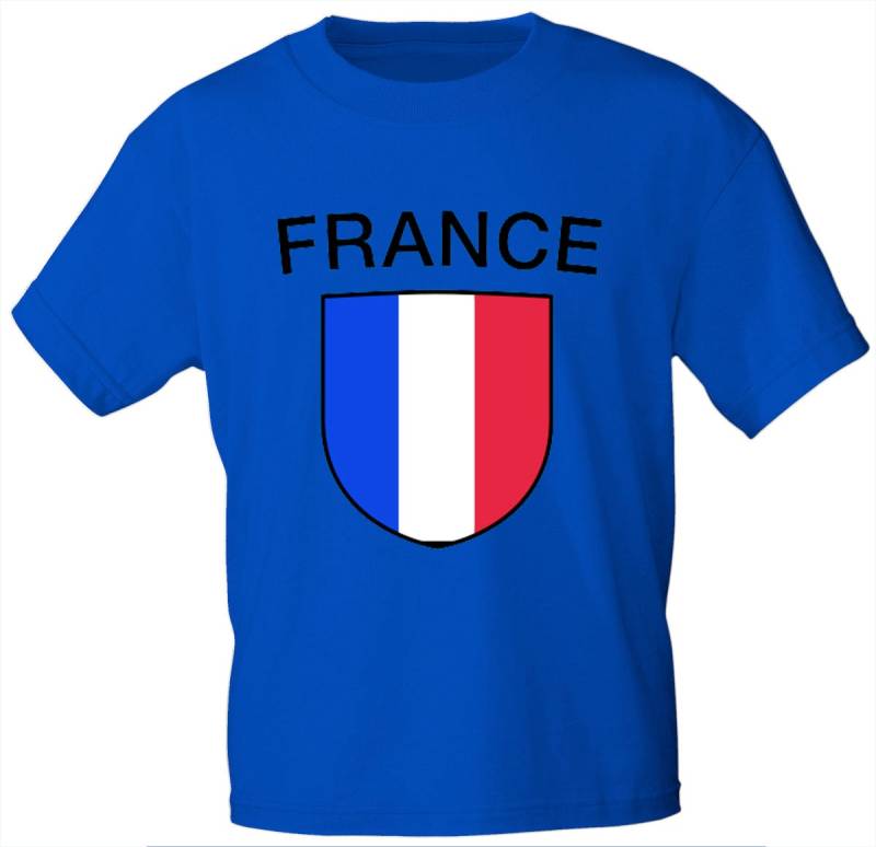 Kinder T-Shirt Mit Print - Wappen Flagge Fahne Frankreich 73051 Blau Gr. 86-164 von Kreativhaeuschen