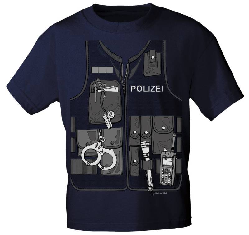 Kinder T-Shirt Mit Vorder- Und Rückenprint - Polizei Gr. 110/116 von Kreativhaeuschen