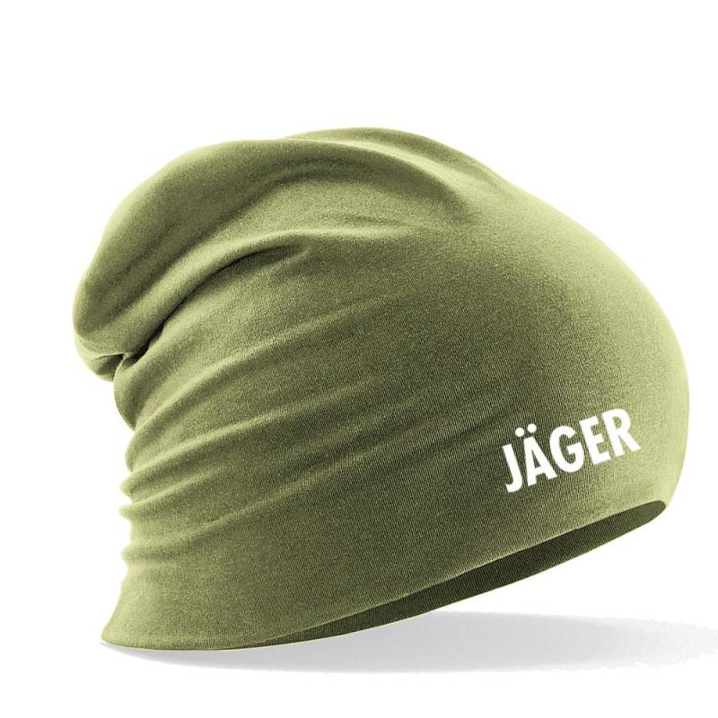 Longbeanie Slouch-Beanie Sommerbeanie Mit Textildruck - Jäger in 4 Versch. Farben von Kreativhaeuschen