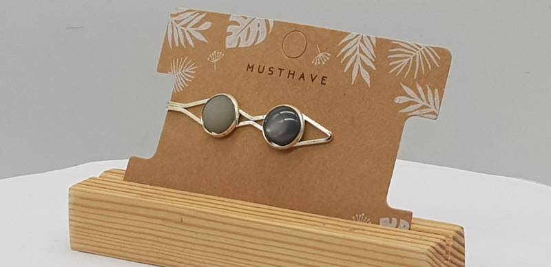 Cabochon Haarspange in Zwei Eleganten Grau-Tönen - Ein Handgefertigtes Und Einzigartiges Accessoire von KreativhalleHannover