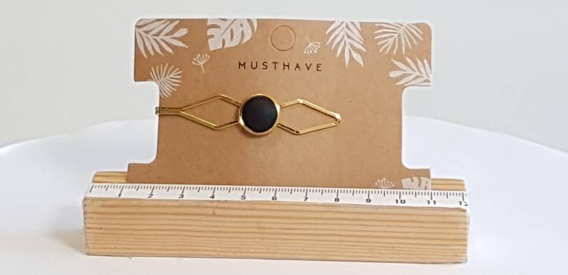 Elegante Designer Haarspange Mit Matt Schwarzem Cabochon - Sieht Gut Aus Und Hält Fest Im Haar von KreativhalleHannover