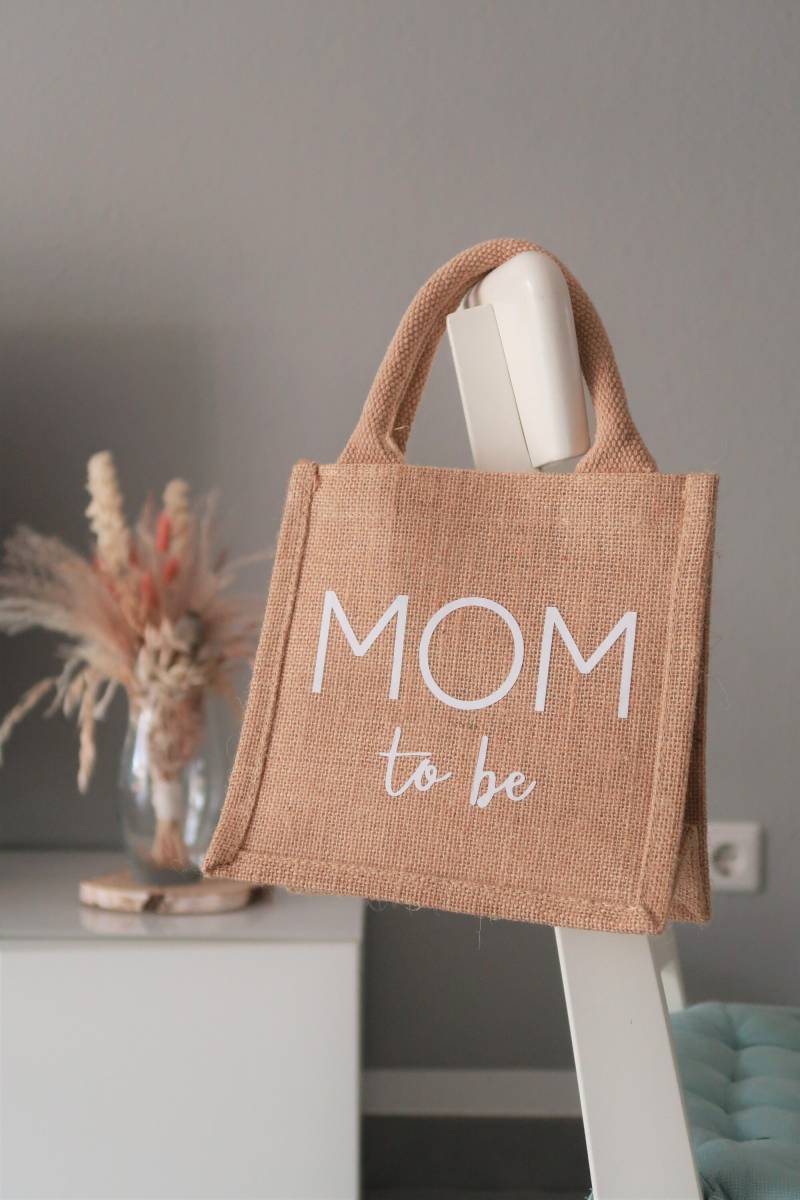 Geschenktasche Jute Klein, Mom To Be, Babyparty, Geschenk Für Werdende Mama, Schwangerschaft von Kreativiani