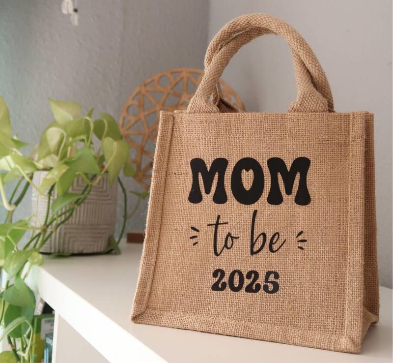 Geschenktasche Jute Klein, Mom To Be 2025, Babyparty, Geschenk Für Werdende Mama, Schwangerschaftsverkündung von Kreativiani