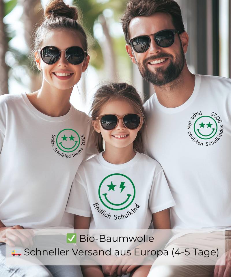 Einschulung Partnerlook Familie | Bio Shirt Kind & Mama Papa Personalisiert Mit Name Und Schulkind 1. Schultag 2025 Bundle Tshirt von KreativkomplizenShop