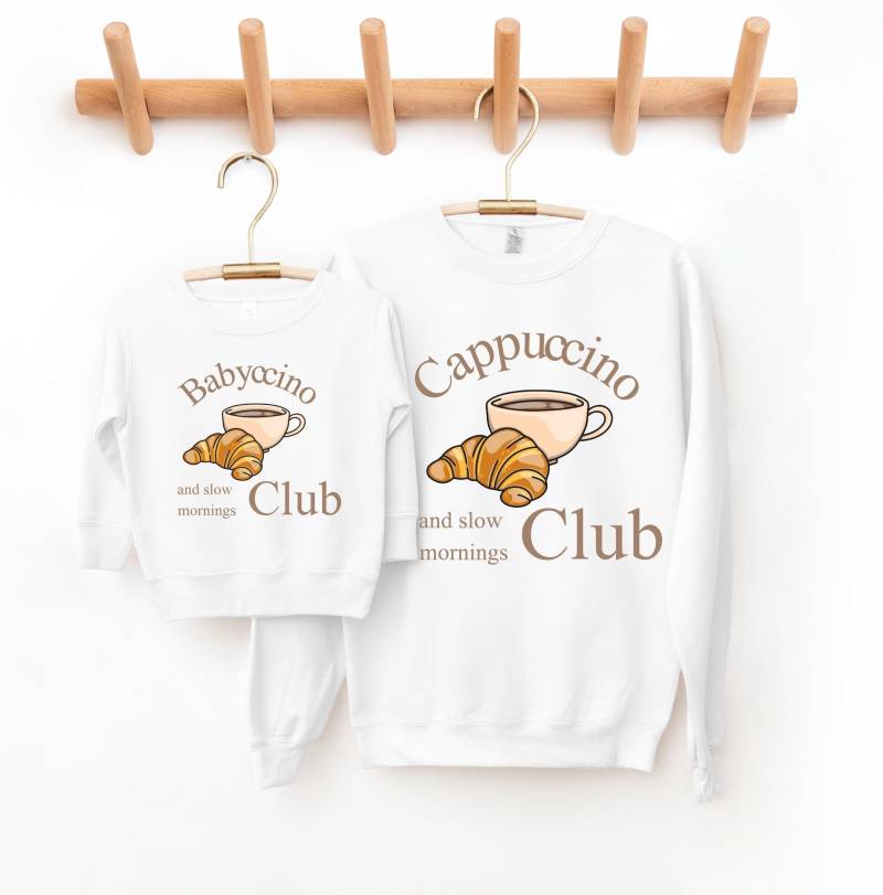 Partnerlook Sweatshirt Cappuccino Club Mommy & Me | Babyccino Matching Outfit Coffee Lover Geschenk Für Mama Tochter Sohn von KreativkomplizenShop