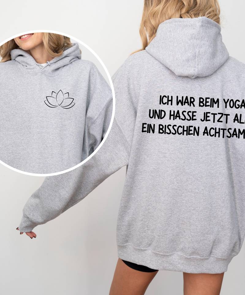 Yoga Hoodie Mit Backprint & Lotus Vorne | Premium Kapuzenpullover Unisex Lifestyle Geschenk Achtsamkeit Mode von KreativkomplizenShop