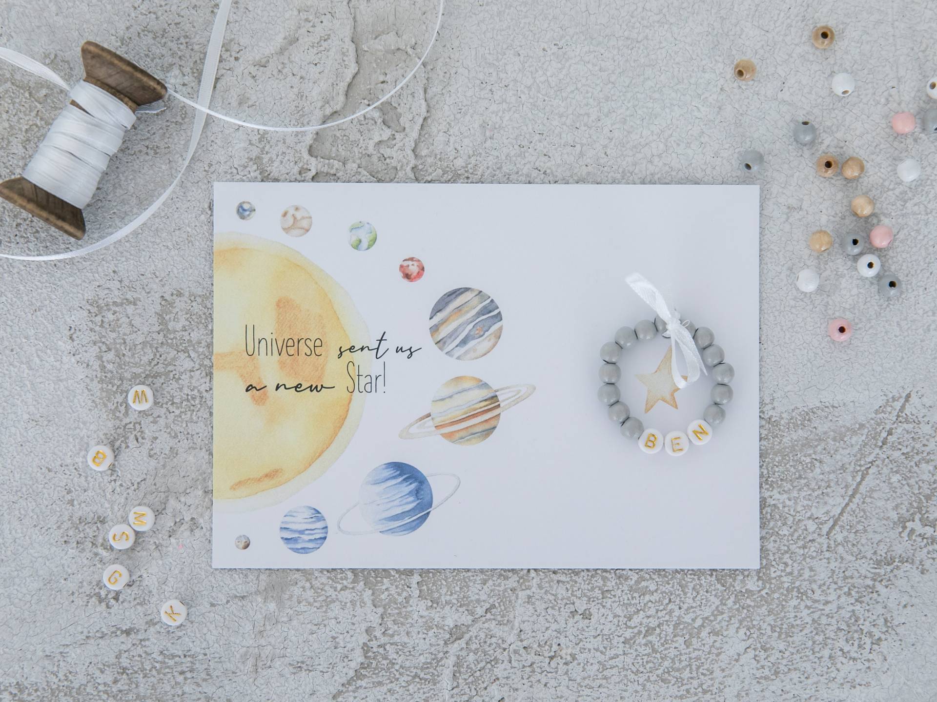 Namensarmband Baby Personalisiert/ Glückwunschkarte Taufe Geburt/Babyarmband Kinderarmband von Kreativmafia