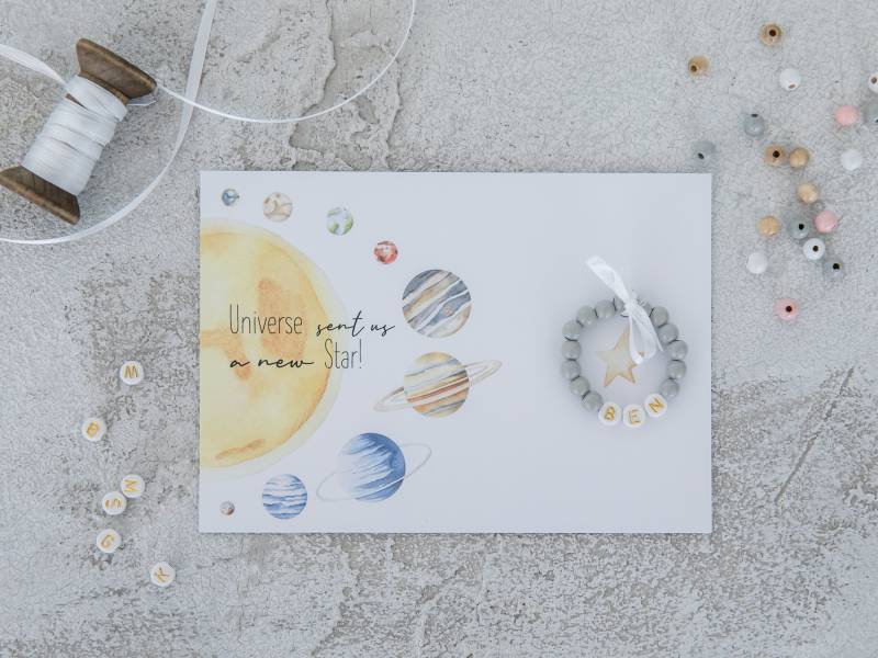 Namensarmband Baby Personalisiert/ Glückwunschkarte Taufe Geburt/Babyarmband Kinderarmband von Kreativmafia