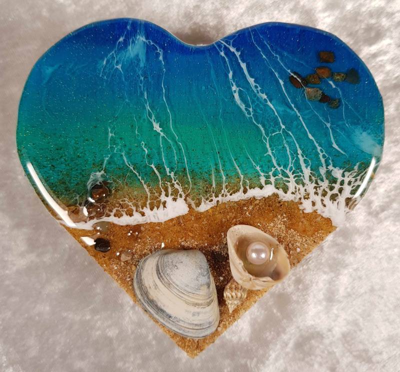 Dekorative Herzförmige Schmuckschatulle Ocean - Ideal Für Die Aufbewahrung Von Schmuck, Erinnerungen Oder Kleinen Gegenständen von Kreativmeile