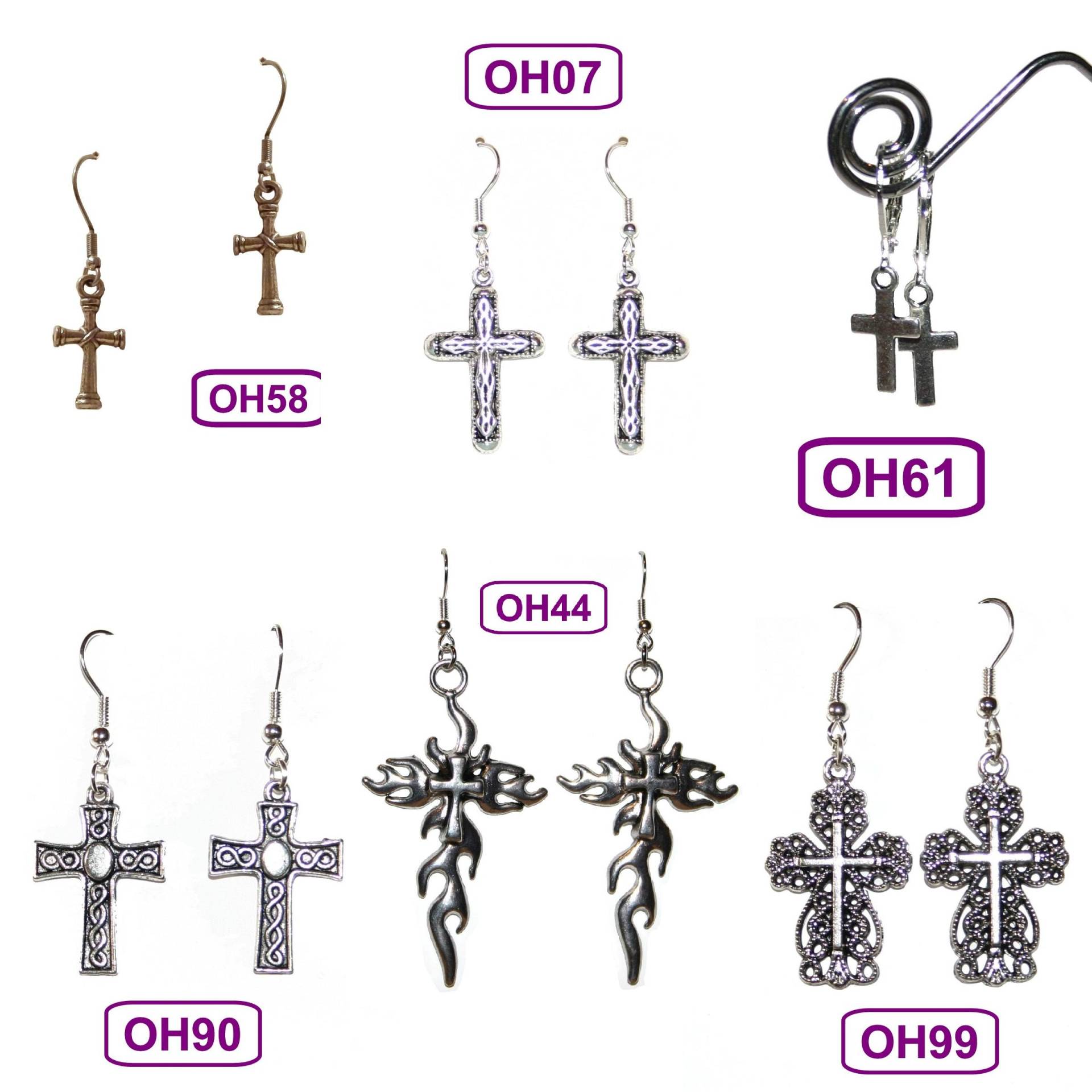 1 Paar Ohrhänger Mit Kreuz Anhänger Gothic Medival - Oh07 Oh44 Oh58 Oh61 Oh90 Oh99 von KreativundGarten