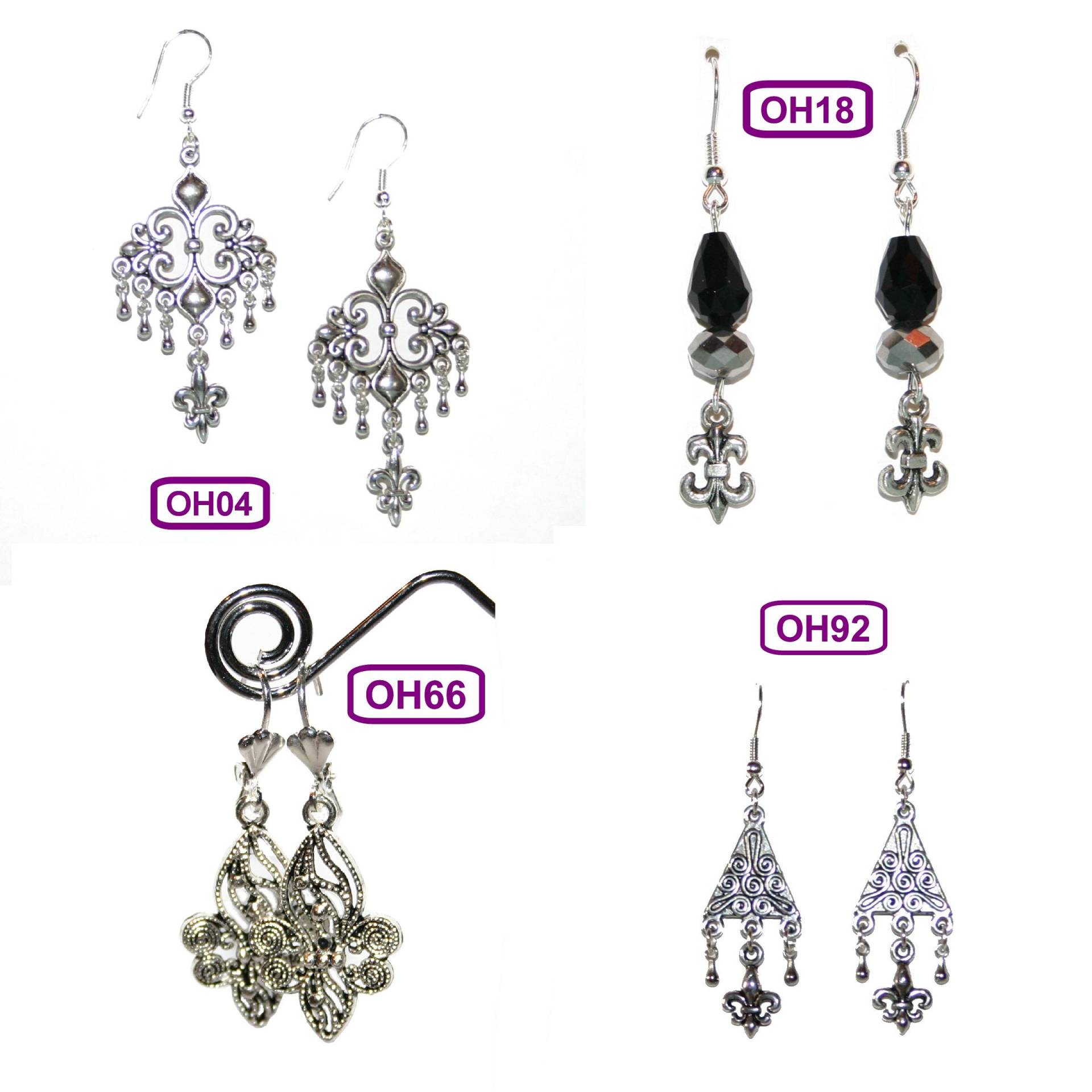 1 Paar Ohrhänger Ornament Fleur De Lys Tropfen Anhänger Glasperle Gothic Medival - Oh04 Oh18 Oh66 Oh92 von KreativundGarten