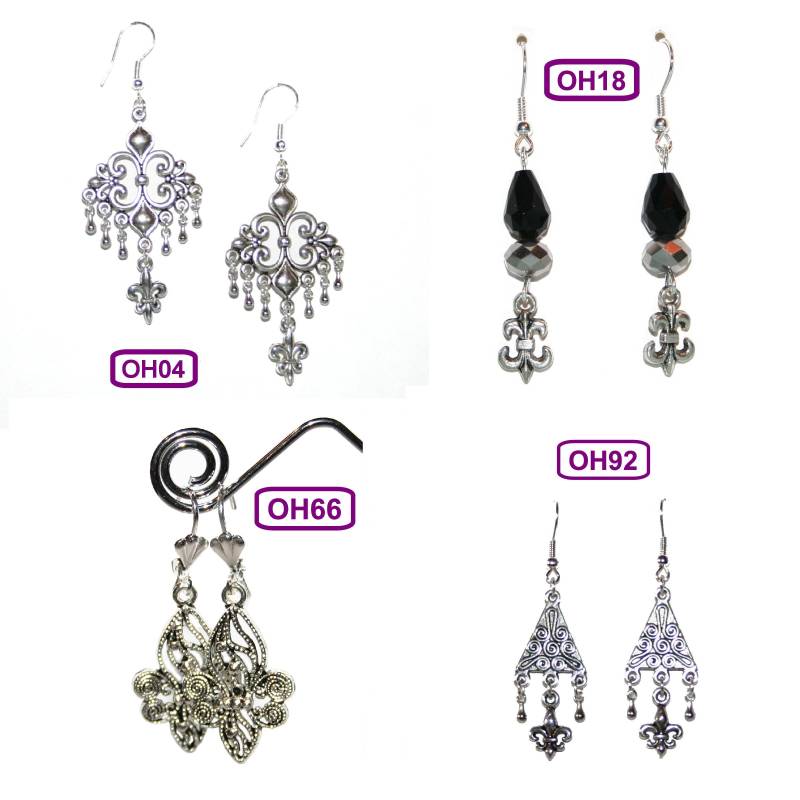 1 Paar Ohrhänger Ornament Fleur De Lys Tropfen Anhänger Glasperle Gothic Medival - Oh04 Oh18 Oh66 Oh92 von KreativundGarten