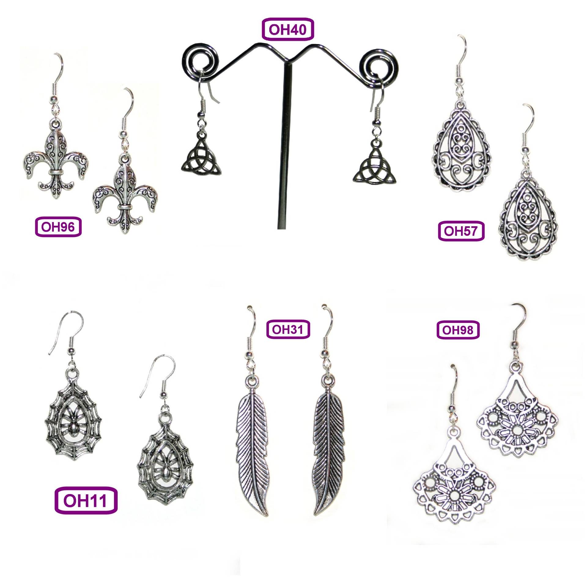 1 Paar Ohrhänger Ornament Kreuz Feder Blume Fleur De Lys Tropfen Anhänger Gothic Medival Oh11 Oh31 Oh40 Oh57 Oh96 Oh98 von KreativundGarten