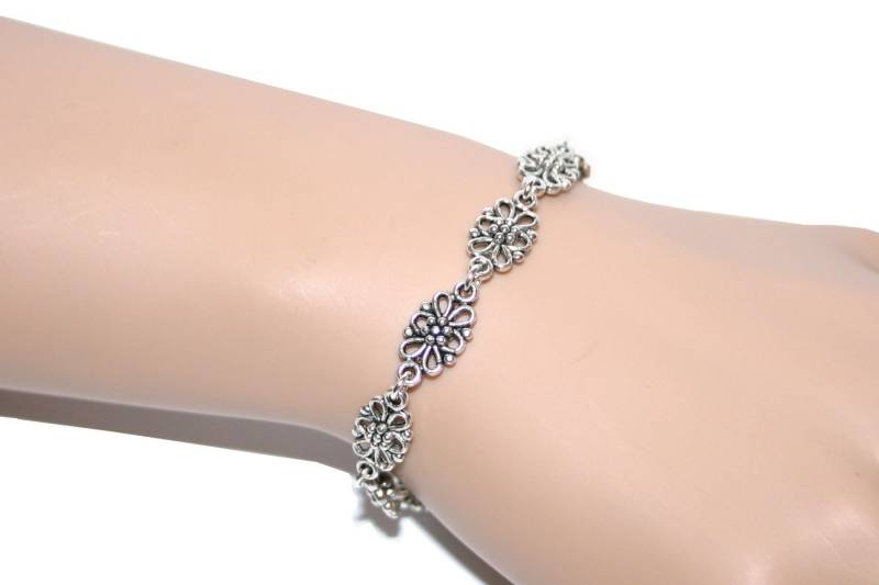 1x Armband "Flowers" Aus Blumen Ornamenten Antiksilber Ab01 von KreativundGarten