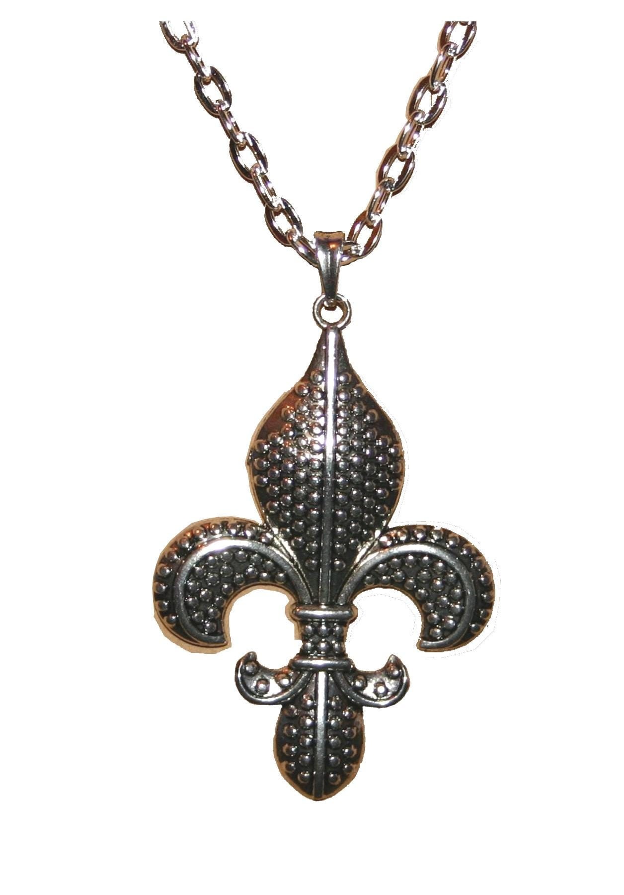 1x Halskette Endloskette Mit "Fleur De Lys Anhänger" Antiksilber Gothic Medival Halloween Mk64 von KreativundGarten