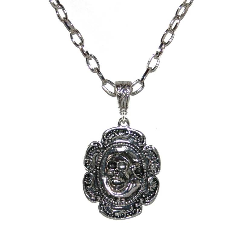 1x Halskette Mit Piraten Totenkopf Anhänger Antiksilber Gothic Halloween Karneval Mk63 von KreativundGarten