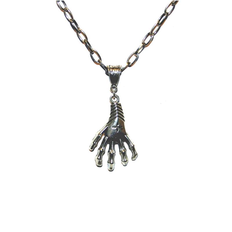 1x Halskette Mit Skelett Hand Anhänger Antiksilber Gothic Halloween Mk07 von KreativundGarten
