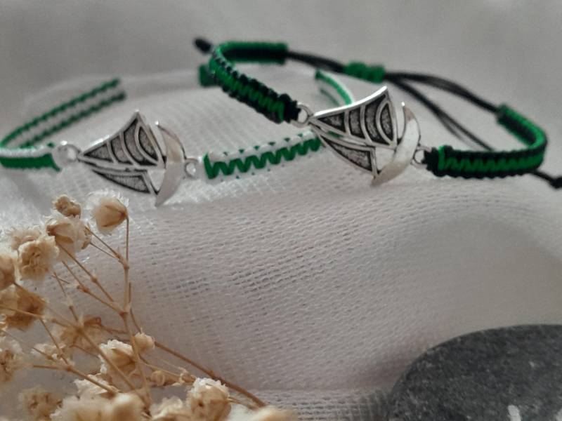 Makrameearmband, Freundschaftsarmband, Armband, Boho, Maritime, Boot, Zweifarbig von KreativwerksByNicole