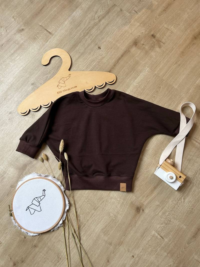 Basic Sweater „Teddy" Braun - Schlichter Kinderpullover Aus Bio-Baumwolle von KreativwerkstattElli