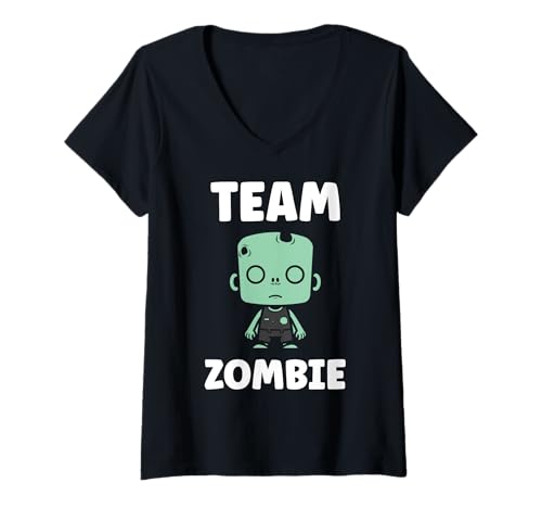 Damen Kleine Zombies Halloween tot Einfach Team Zombie T-Shirt mit V-Ausschnitt Damen Kleine Zombies Halloween tot Einfach Team Zombie T-Shirt mit V-Ausschnitt von Kreatur Zombies Easy Zombie
