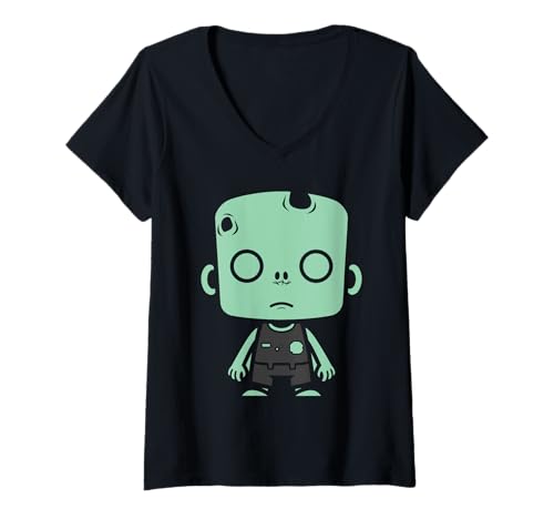 Damen Kleine Zombies Halloween tot Einfach Zombie T-Shirt mit V-Ausschnitt Damen Kleine Zombies Halloween tot Einfach Zombie T-Shirt mit V-Ausschnitt von Kreatur Zombies Easy Zombie