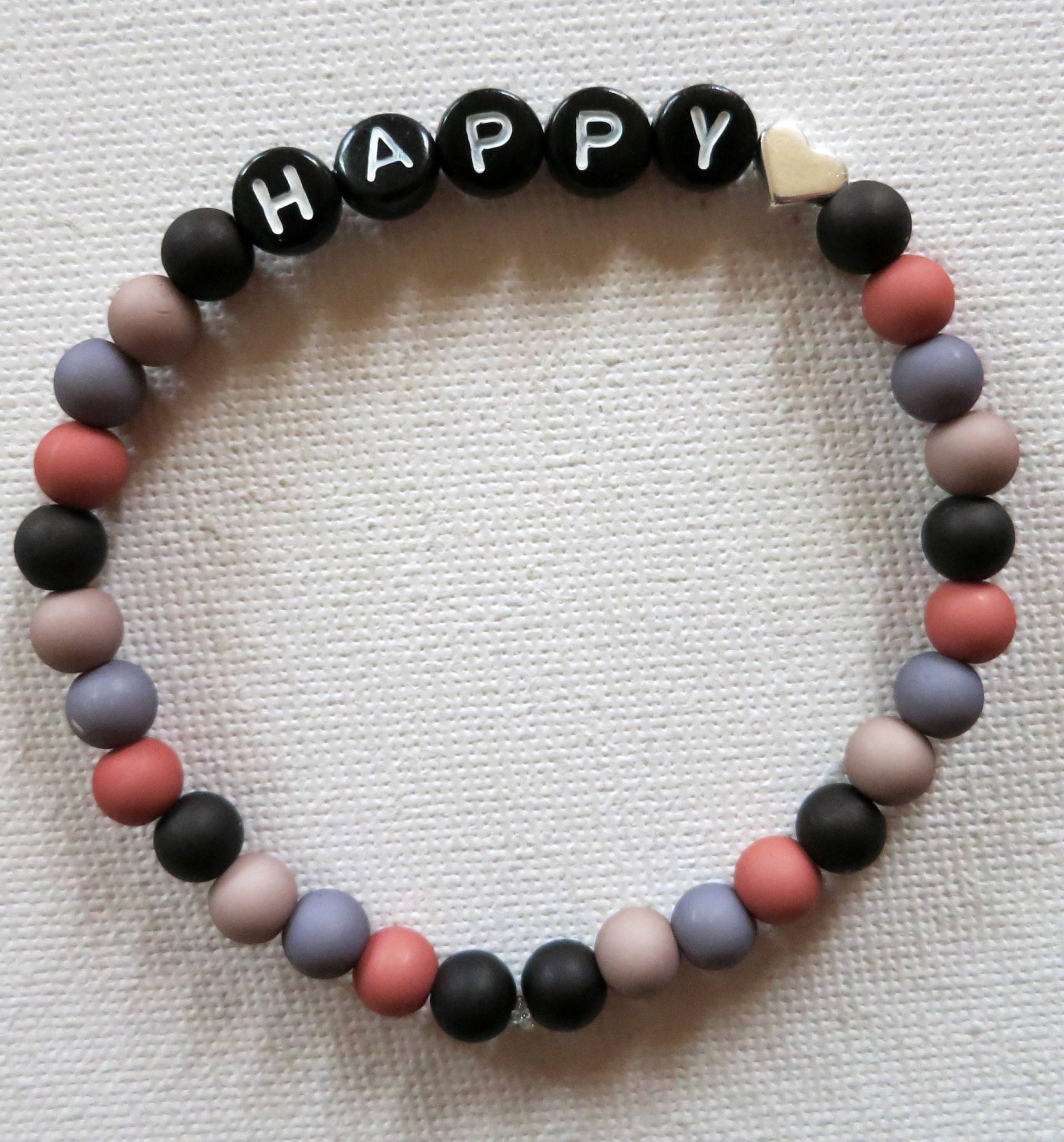 Perlenarmband Happy Mit Herz Perlenarmband Happy Mit Herz von Kreawusel