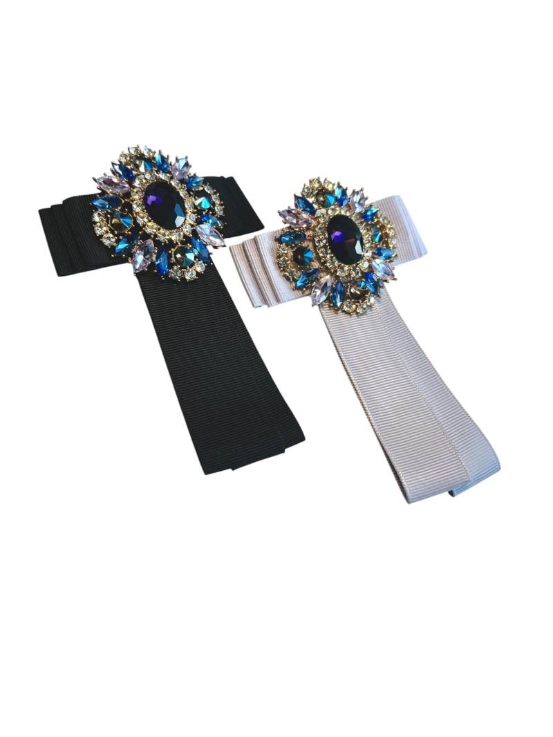 Schwarze Flieder Schleifen Brosche Damenschmuck Vintage Accessoire Black Lilac Ribbon Bow Brooch Ensemble von Kreaxana