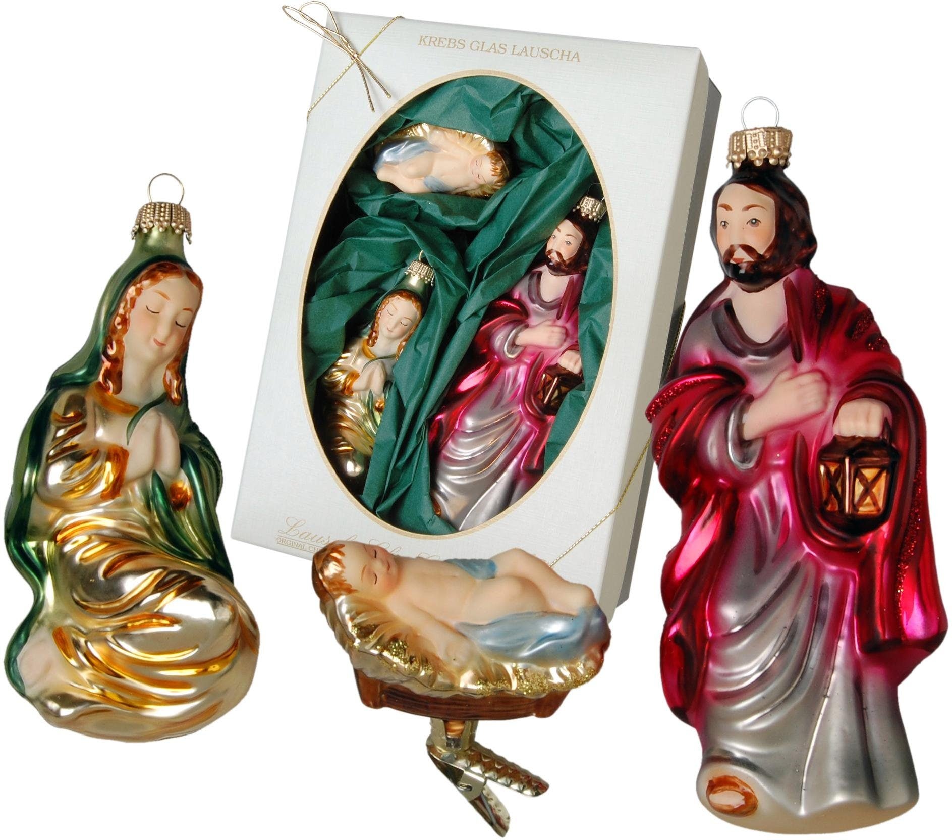 Krebs Glas Lauscha Christbaumschmuck "Die Heilige Familie, Weihnachtsdeko, Christbaumschmuck" mundgeblasen von Krebs Glas Lauscha