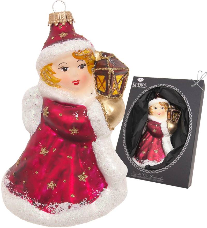 Krebs Glas Lauscha Christbaumschmuck "Engel mit Laterne, goldene Sterne" Christbaumschmuck aus Glas, mundgeblasen, handgefertigt, Engelsfigur von Krebs Glas Lauscha