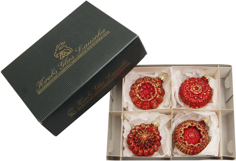 Krebs Glas Lauscha Christbaumschmuck "Glaskugelformen, Breite ca. 5 cm" Weihnachtsdeko rot, Christbaumkugeln aus Glas, Weihnachtsbaumkugel von Krebs Glas Lauscha