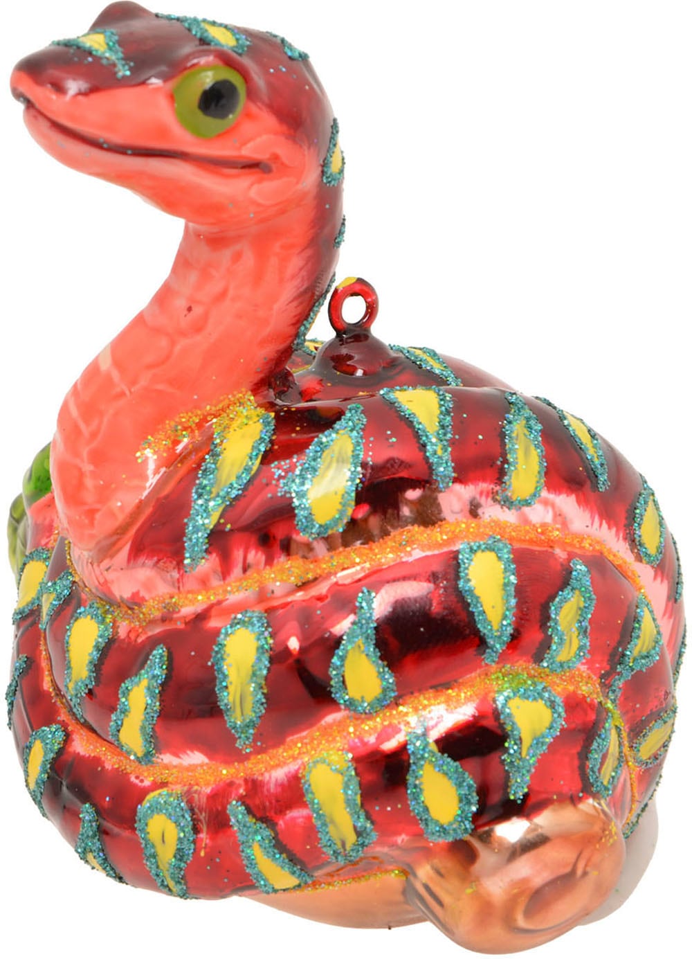 Krebs Glas Lauscha Christbaumschmuck "Schlange, Orange, 9cm" Christbaumschmuck aus Glas, mundgeblasen, handgefertigt, Tierfigur von Krebs Glas Lauscha