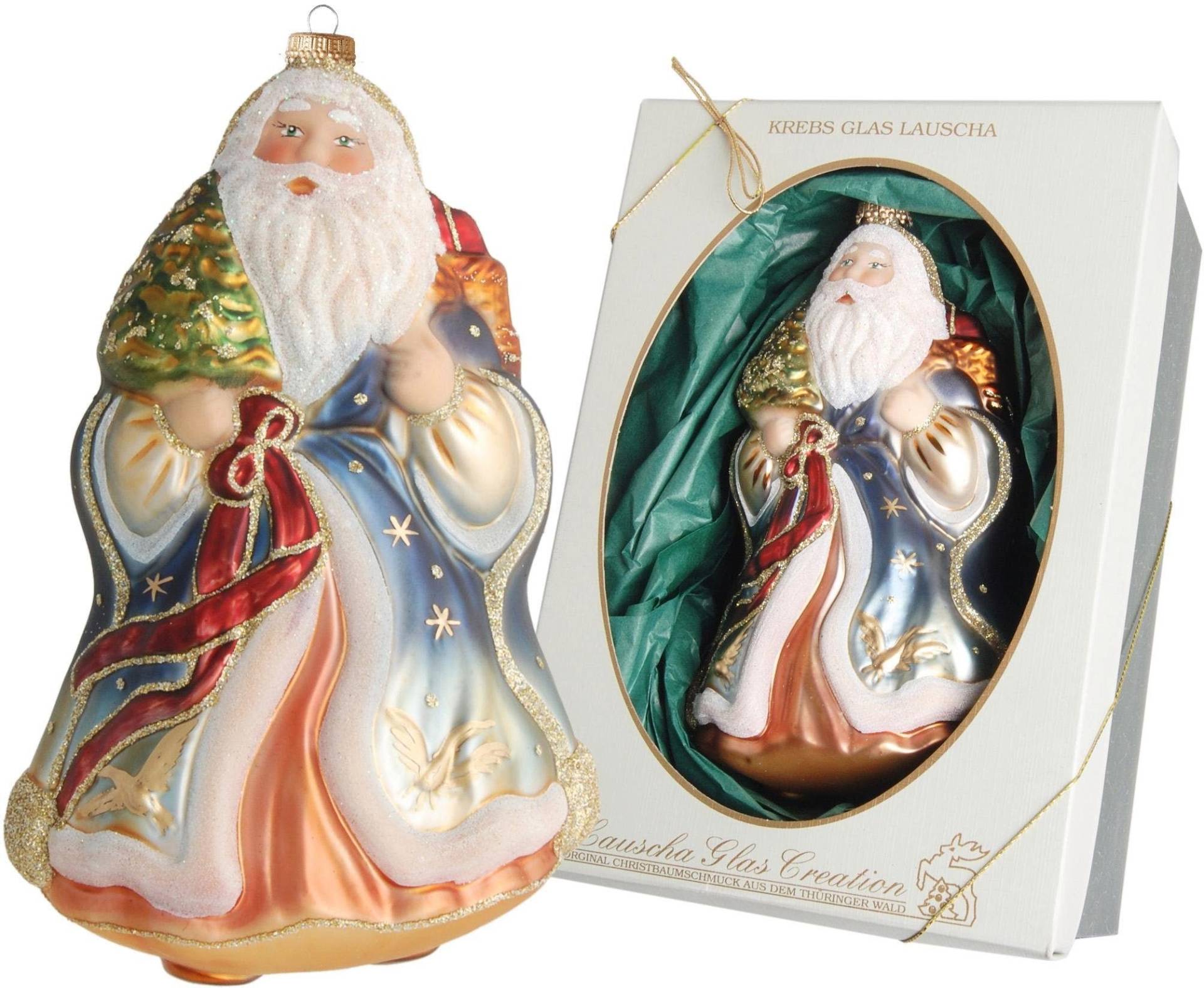 Krebs Glas Lauscha Christbaumschmuck "Weihnachtsmann mit Baum, Weihnachtsdeko, Christbaumschmuck" mundgeblasen von Krebs Glas Lauscha