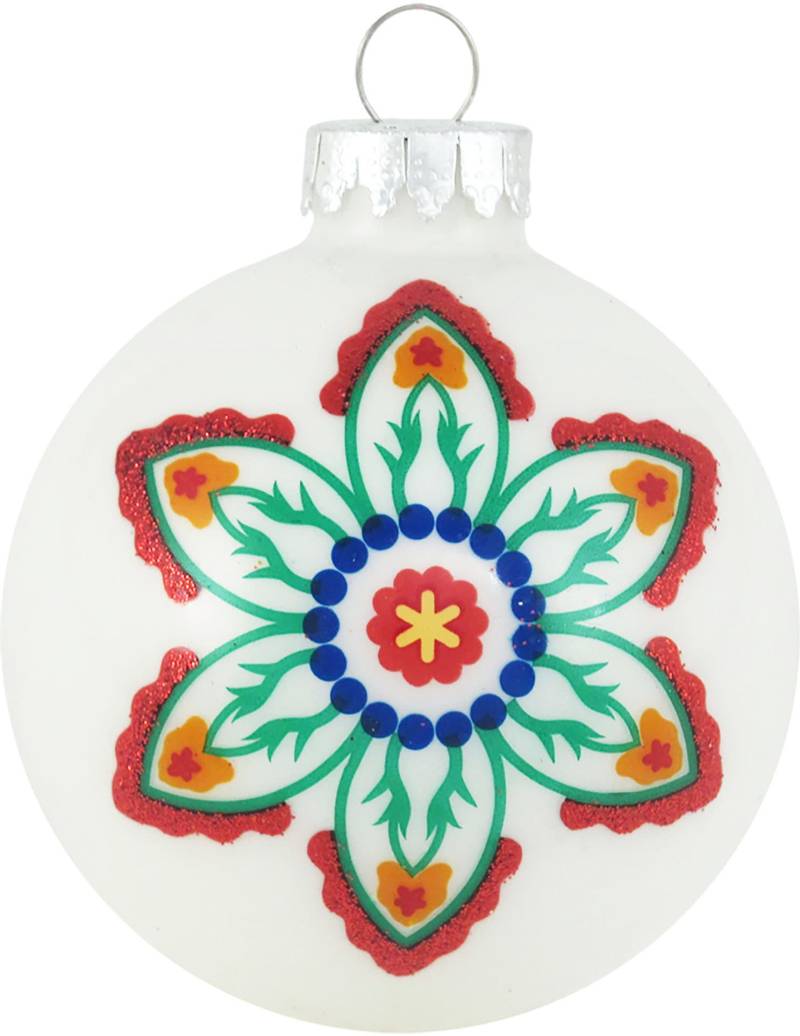Krebs Glas Lauscha Weihnachtsbaumkugel "CBK50510, Weihnachtsdeko, Christbaumschmuck, Christbaumkugeln Glas" mit Blumendekor von Krebs Glas Lauscha