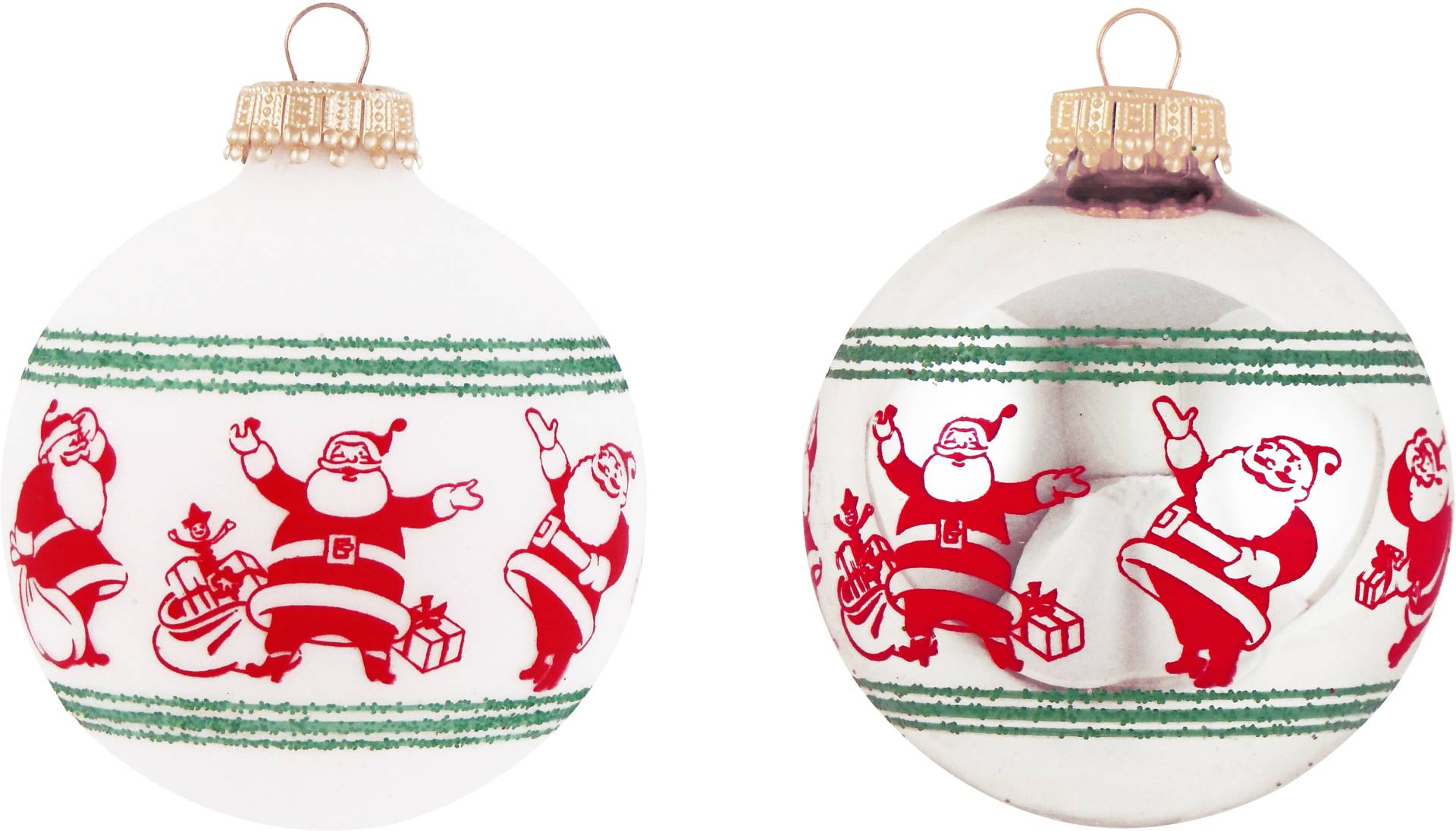 Krebs Glas Lauscha Weihnachtsbaumkugel "CBK74334, Weihnachtsdeko, Christbaumschmuck, Christbaumkugeln Glas", (Set, 4 St.), mit fröhlichen Weihnachtsmännern von Krebs Glas Lauscha