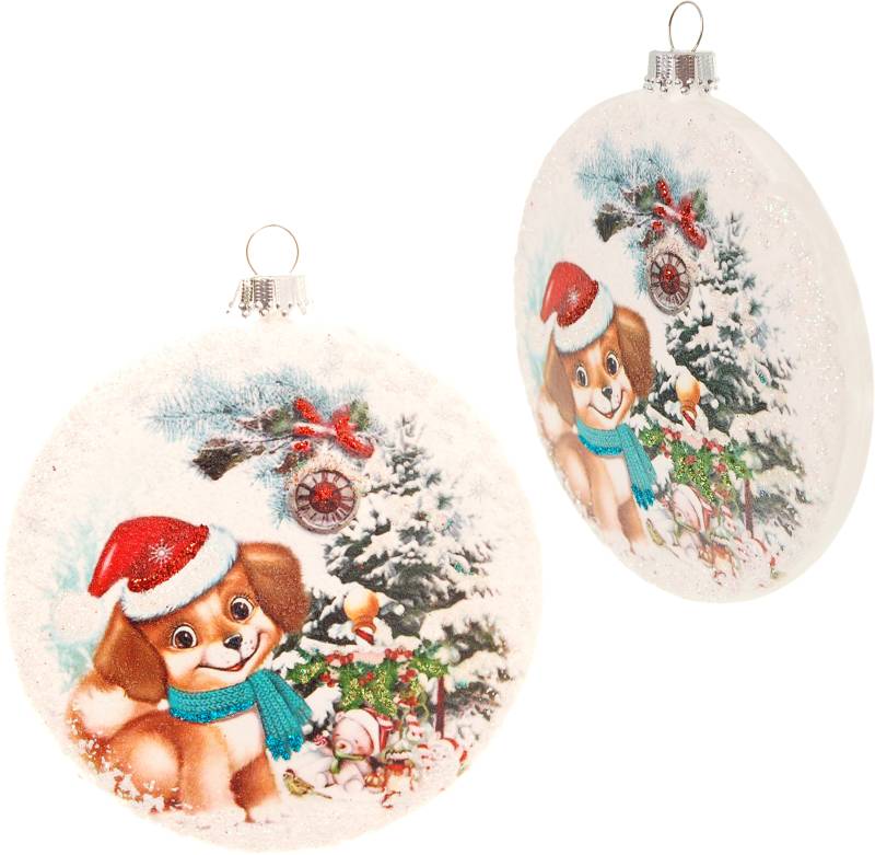 Krebs Glas Lauscha Weihnachtsbaumkugel "KGL03637, Weihnachtsdeko, Christbaumschmuck, Christbaumkugeln Glas" Taler aus Glas, mit weihnachtlichem Motiv von Krebs Glas Lauscha