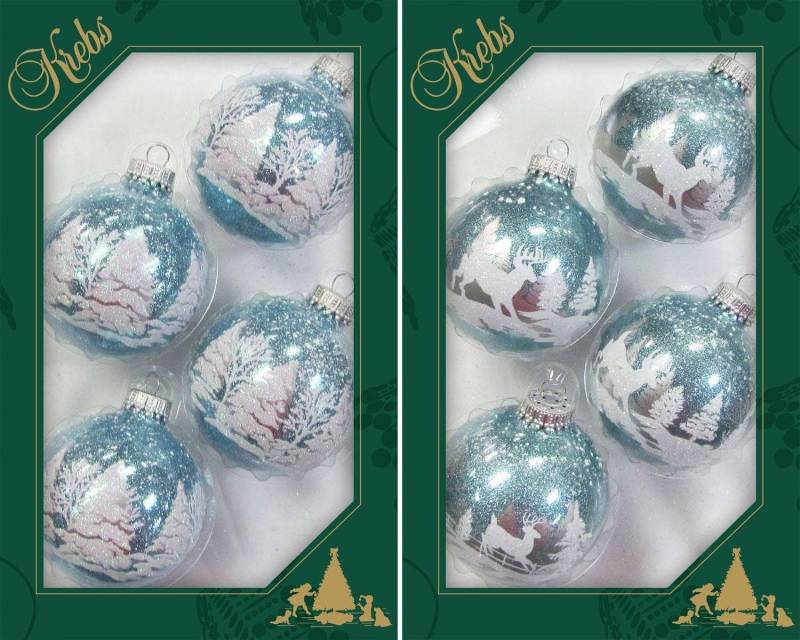 Krebs Glas Lauscha Weihnachtsbaumkugel "Winterwald, Weihnachtsdeko, Christbaumschmuck, Christbaumkugeln Glas" von Krebs Glas Lauscha