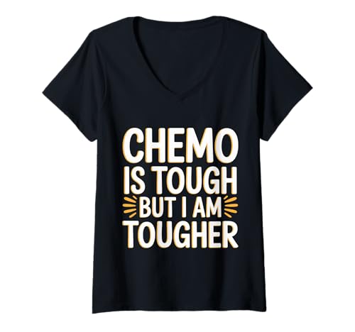 Damen Chemo is Tough But I Am Tougher Krebs für Kämpfer |- T-Shirt mit V-Ausschnitt Damen Chemo is Tough But I Am Tougher Krebs für Kämpfer |- T-Shirt mit V-Ausschnitt von Krebs starke Reise und Verstand