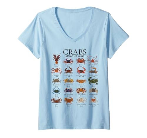 Damen Bunte Krebsarten - Krebs T-Shirt mit V-Ausschnitt von Krebs und Krabben Designs