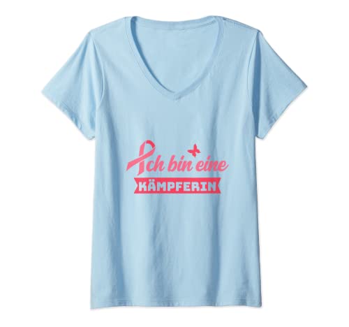 Damen Ich Bin Eine Kämpferin Krebs Besiegt Chemotherapie Tumor T-Shirt mit V-Ausschnitt Damen Ich Bin Eine Kämpferin Krebs Besiegt Chemotherapie Tumor T-Shirt mit V-Ausschnitt von Krebsüberlebende Krebs Besiegt Geschenk Chemo