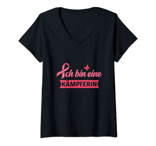 Damen Ich Bin Eine Kämpferin Krebs Besiegt Chemotherapie Tumor T-Shirt mit V-Ausschnitt Damen Ich Bin Eine Kämpferin Krebs Besiegt Chemotherapie Tumor T-Shirt mit V-Ausschnitt von Krebsüberlebende Krebs Besiegt Geschenk Chemo