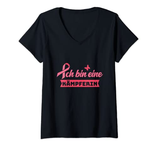 Damen Ich Bin Eine Kämpferin Krebs Besiegt Chemotherapie Tumor T-Shirt mit V-Ausschnitt Damen Ich Bin Eine Kämpferin Krebs Besiegt Chemotherapie Tumor T-Shirt mit V-Ausschnitt von Krebsüberlebende Krebs Besiegt Geschenk Chemo