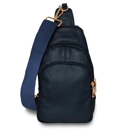 Krediz Sling Bag für Damen – Vielseitige Leder-Schultertasche für Damen, für Reisen & Outdoor-Aktivitäten, verstellbarer Riemen, Marineblau Krediz Sling Bag für Damen – Vielseitige Leder-Schultertasche für Damen, für Reisen & Outdoor-Aktivitäten, verstellbarer Riemen, Marineblau von Krediz