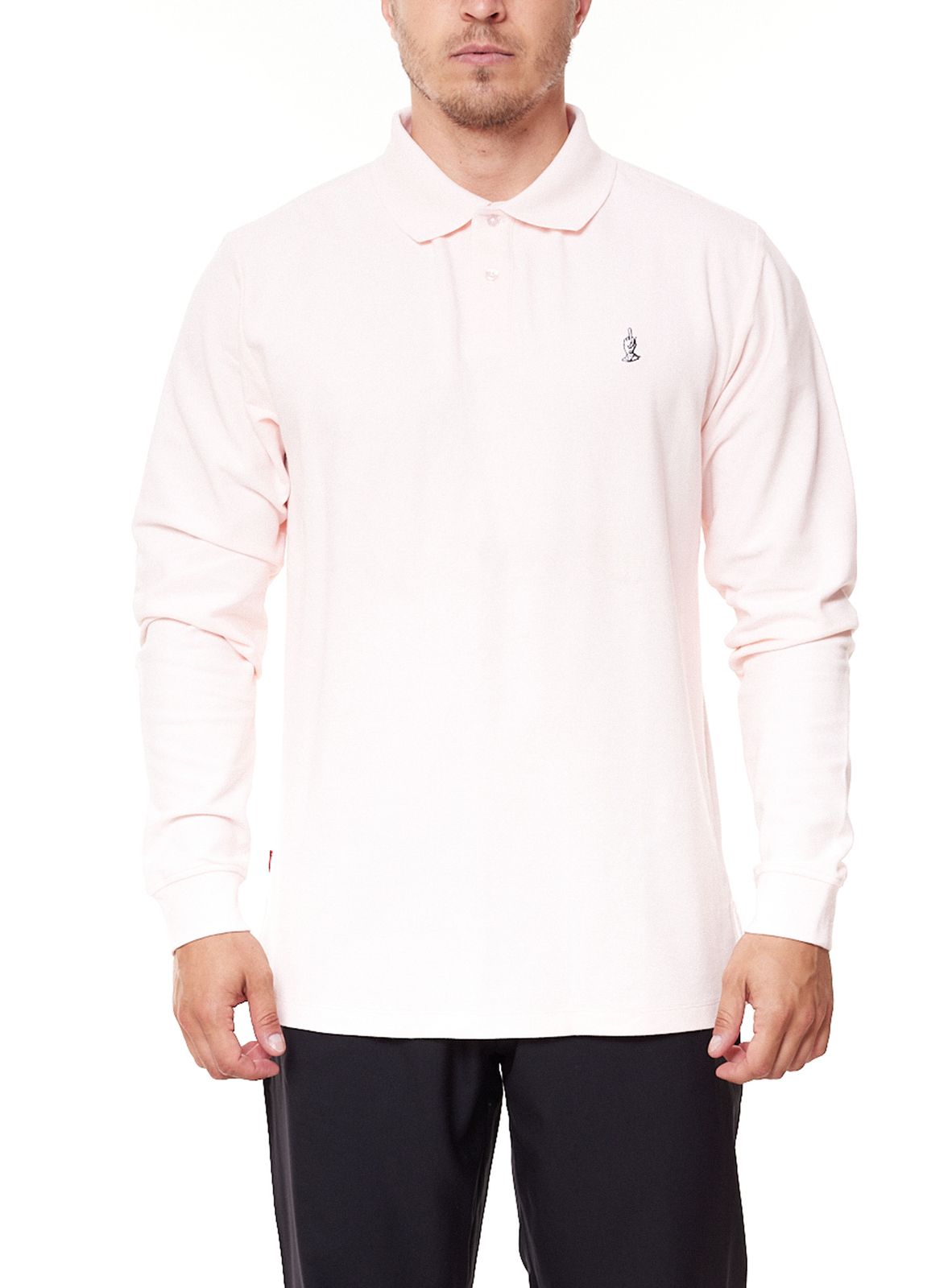 Kreem Longsleeve Polo Herren Baumwoll-Shirt mit Polo-Kragen Mittelfinger 9164-2600/6023 Rosa von Kreem