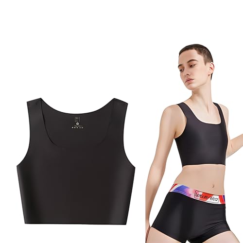 Kreeqe Brustbinder FTM Transgender Binder Trans Lesben BH Frauen Sport Pullover Tank Top Atmungsaktiv und Hautfreundlich, Schwarz, Large von Kreeqe