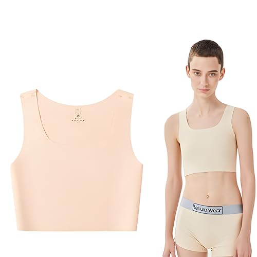 Kreeqe Bustbinder FTM Transgender Binder Trans Lesben BH Frauen Sport Pullover Tank Top atmungsaktiv und hautfreundlich, Hautfarben, Klein von Kreeqe